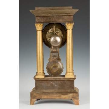 French Gilt Bronze Portico Clock