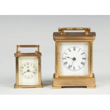 Two Waterbury Carriage Clocks