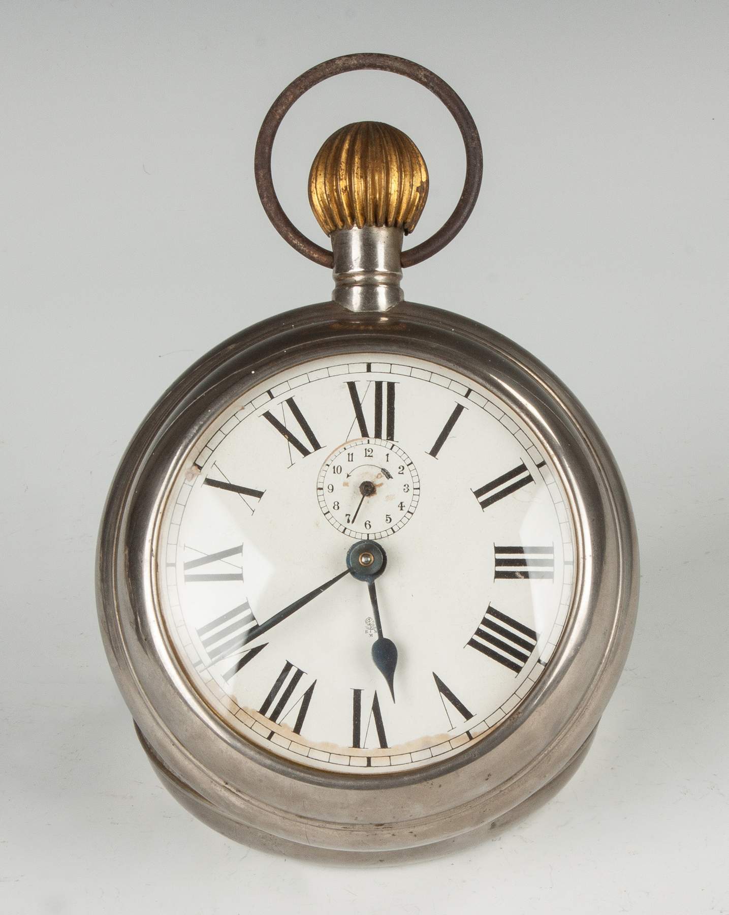 Nickel Plated Tin Pocket Watch Form Alarm Clock Cottone Auctions