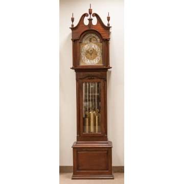 Colonial Revival Figured Mahogany Clock