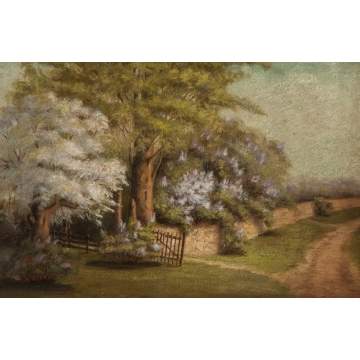 J.H. Ward (active late 19th/20th century) Garden Gate with Lilacs