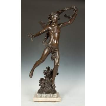 Felix Charpentier (French, 1858-1924) Bronze Sculpture of Zephyr