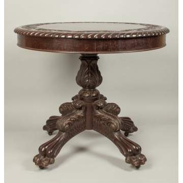 Carved Mahogany Claw Foot Center Table