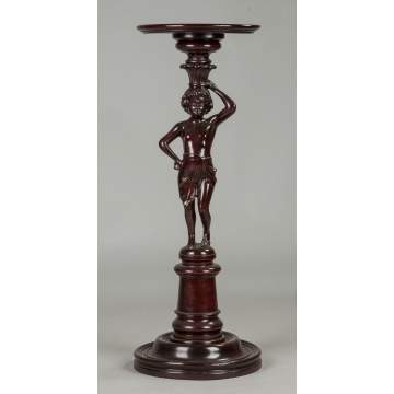 Carved Mahogany Figural Pedestal