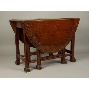 Carved Drop-Leaf Gate-Leg Table