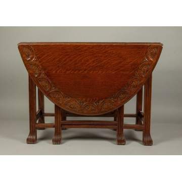 Carved Drop-Leaf Gate-Leg Table