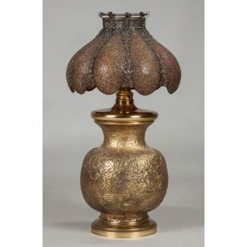 Brass Lamp with Moorish Overlay Shade