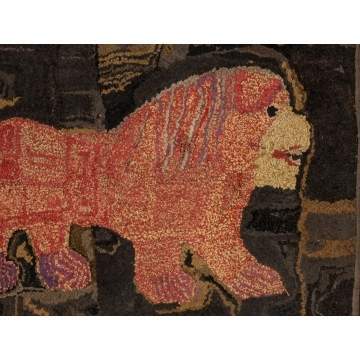 Hooked Rug of a Lion