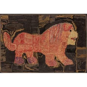 Hooked Rug of a Lion