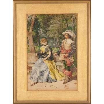 Filippo Indoni (Italian,1842-1908) Two Watercolors