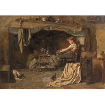 Interior Scene of a Child by the Fire