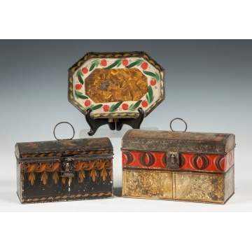 Painted Toleware Document Boxes & Tray