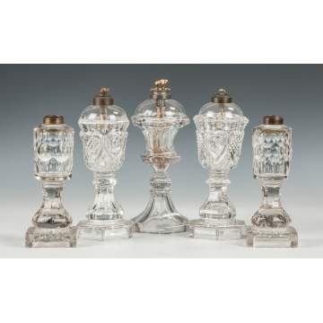 Group of Flint Glass Fluid Lamps