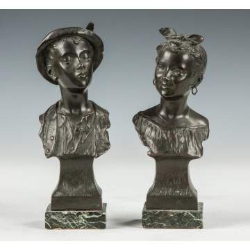 Karl Hackstock (Austrian, 1855-1919) Two Bronze Busts