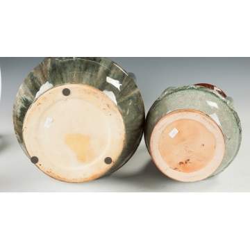 Two Glazed Art Pottery Handled Vases