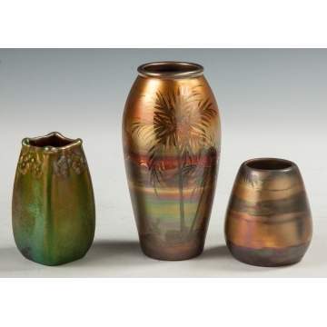 Weller Sicard & Two Weller Lasa Pottery Vases