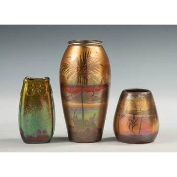 Weller Sicard & Two Weller Lasa Pottery Vases