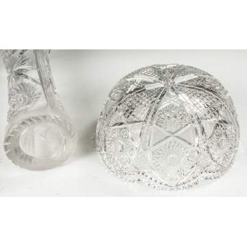 Cut Glass Vase & Bowl