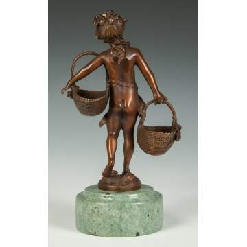 Bronze Sculpture of a Young Girl with Baskets