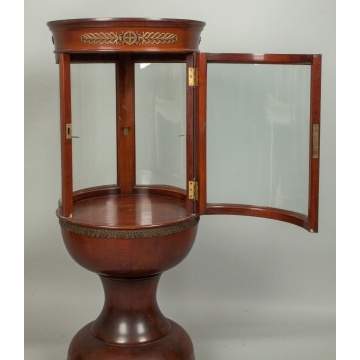 Mahogany Round Vitrine with Brass Mounts