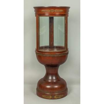 Mahogany Round Vitrine with Brass Mounts