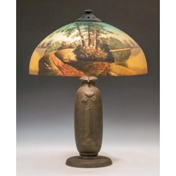 Phoenix Reverse Painted Table Lamp with Landscape