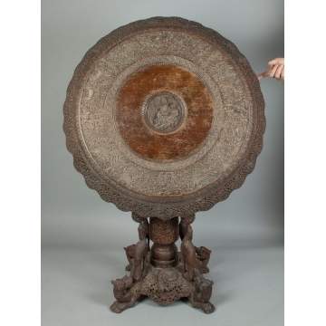 Pierce Carved Indian Tilt Top Table