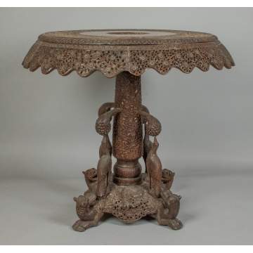 Pierce Carved Indian Tilt Top Table