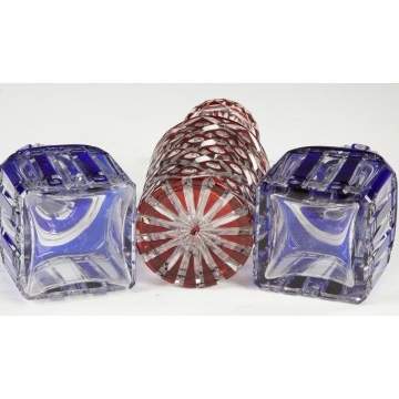 Three Cut Glass & Overlay Cologne Bottles