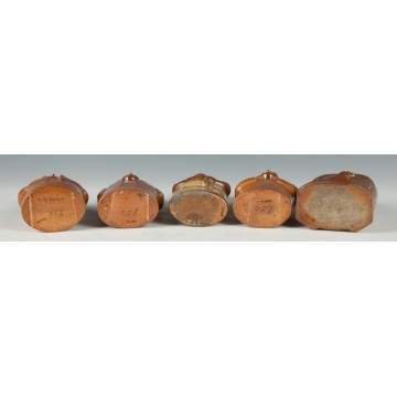 Five English Stoneware Flasks