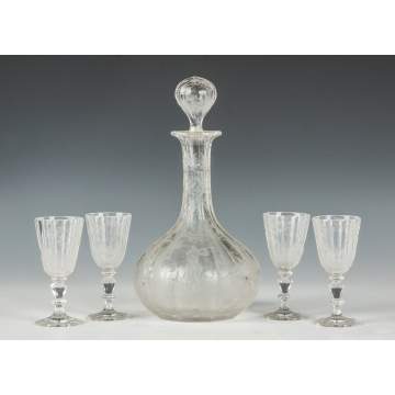 Engraved Glass Decanter Set
