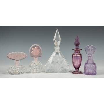 Five Cut & Engraved Glass Colognes