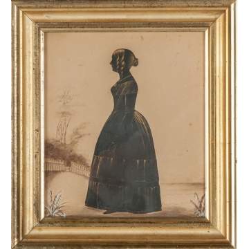 Watercolor of a Lady in a blue dress with book