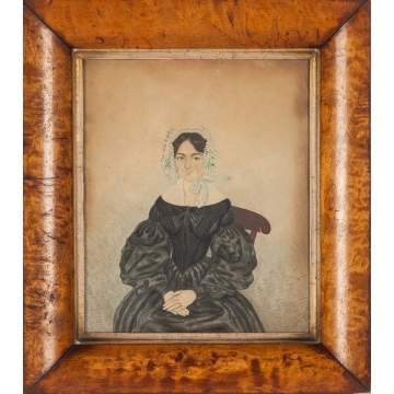 Watercolor of a Seated lady with Bonnet