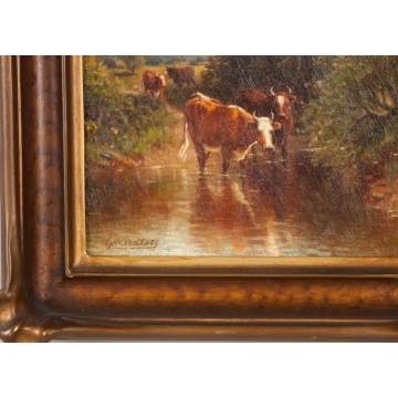 George Waters (American, 1832-1912) Cows in a stream