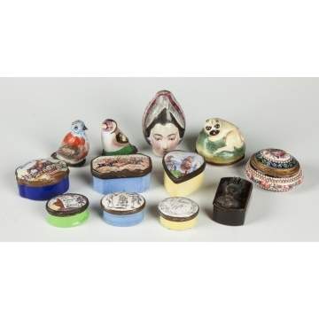 Group of 12 Enameled Battersea Boxes