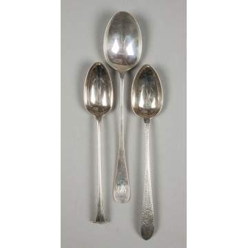 Three Sterling Silver Serving Spoons