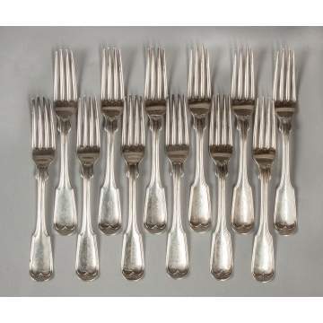 C. A. Burr Set of 12 Sterling Silver Forks