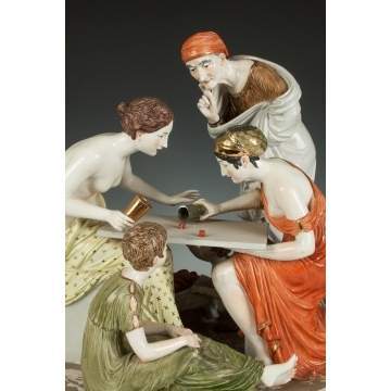 Porcelain Figural Group with Dice Players