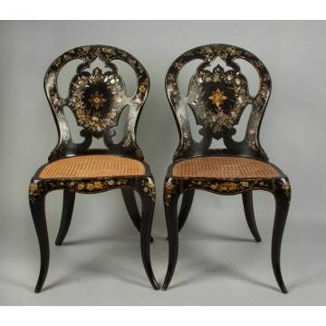 Pair of Victorian Mother of Pearl Inlaid Chairs