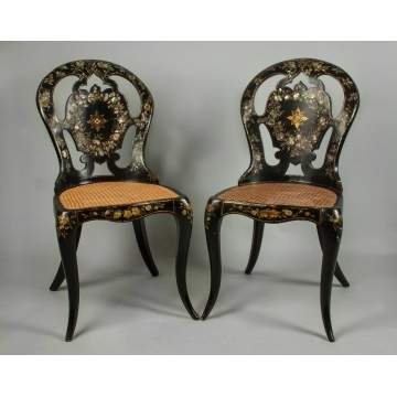 Pair of Victorian Mother of Pearl Inlaid Chairs