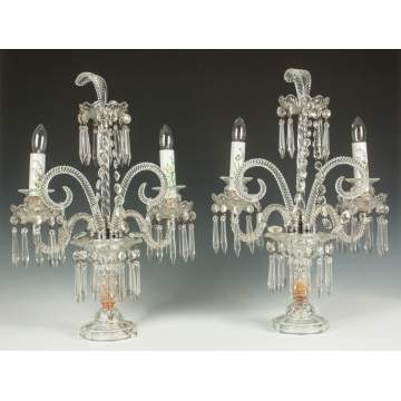 Pair of Crystal Candelabras