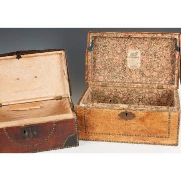 Two Brass-Tacked & Leather Boxes