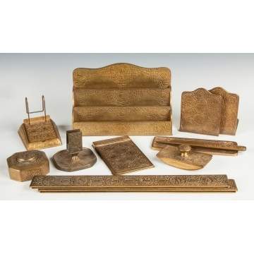 Tiffany Studios Bronze Desk Set