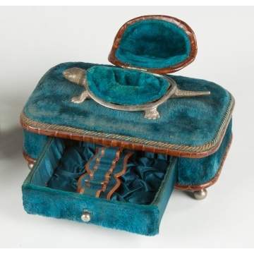 Leather & Velvet Jewelry Box with Turtle