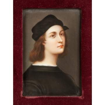 Painting on Porcelain of a Young Man after Raffaello