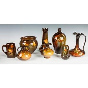 Eight Pieces Weller & J.B. Owens Utopian Pottery