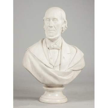 Johnson Mundy (American, 1831-1897) Marble Bust of Abelard Reynolds