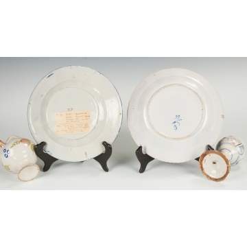 Two Similar Early Delft Signed Deep Dishes