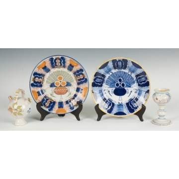 Two Similar Early Delft Signed Deep Dishes